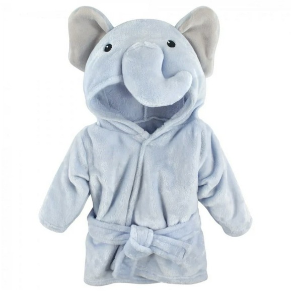 Hudson Baby Other - Light Blue Plush Elephant Hooded Bathrobe Soft Fleece Animal Robe with Tie Waist